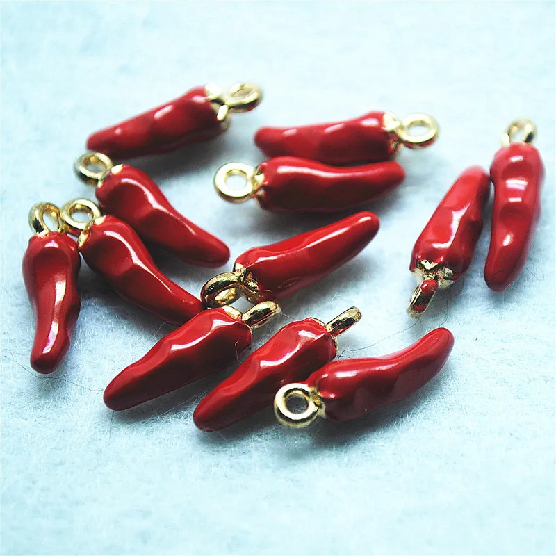 Charms 40PCS Women's Pendants Fruit Shape Strawberry Chilli Pepper Cherry Metal Material DIY Jewelry Findings 231218
