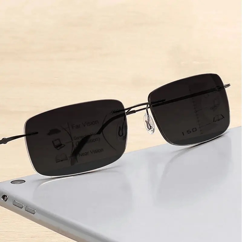 Sunglasses Frames 100 Multifocal P ochromic Reading Glasses Men Women Progressive Anti Blue Light Hyperopia Ultra light 1 5 231219