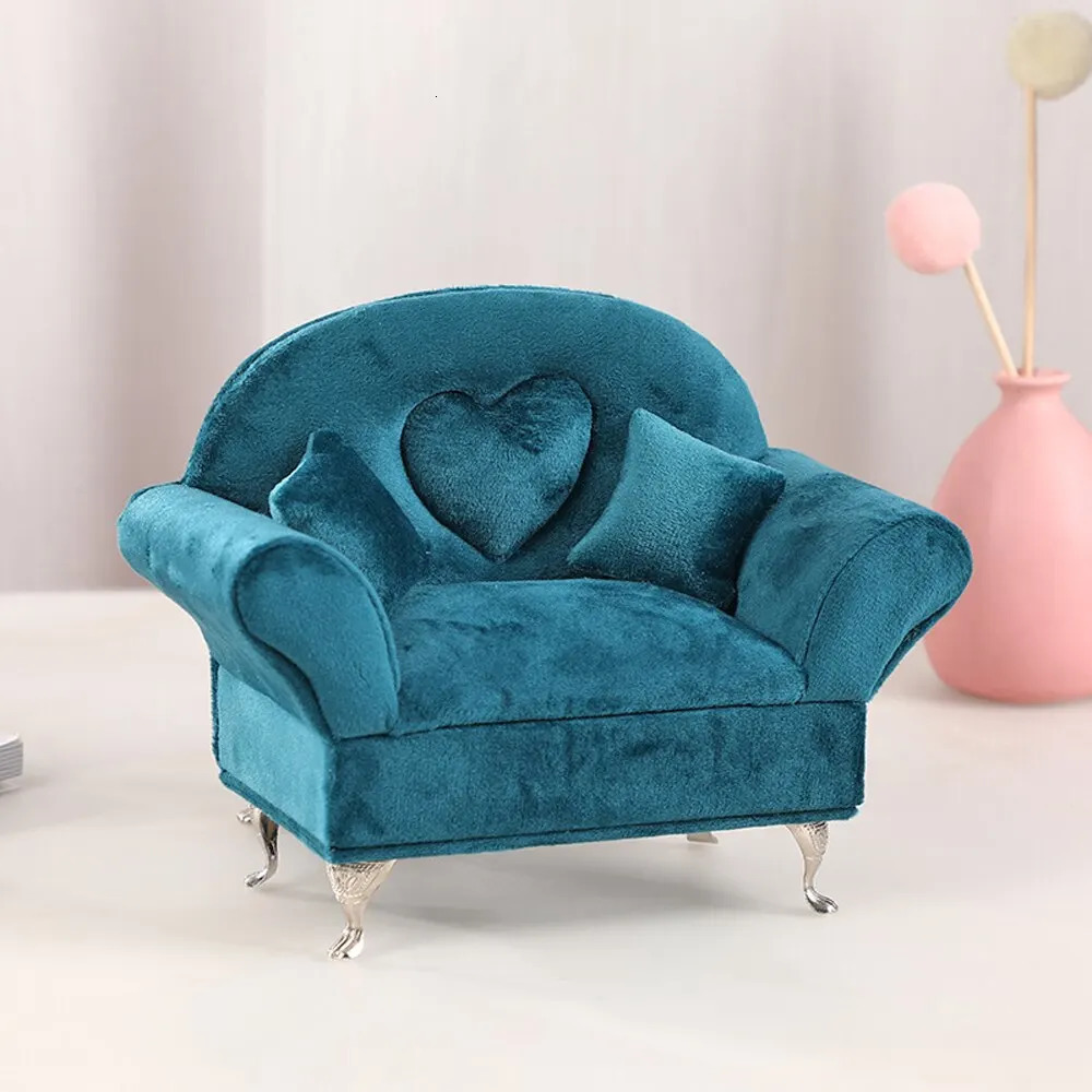 Jewelry Boxes Cute Sofa Couch Jewelry Box Earring Ring Neckalce Storage Showcase Holder Organizer Women Jewelry Case for Table Decoration 231218