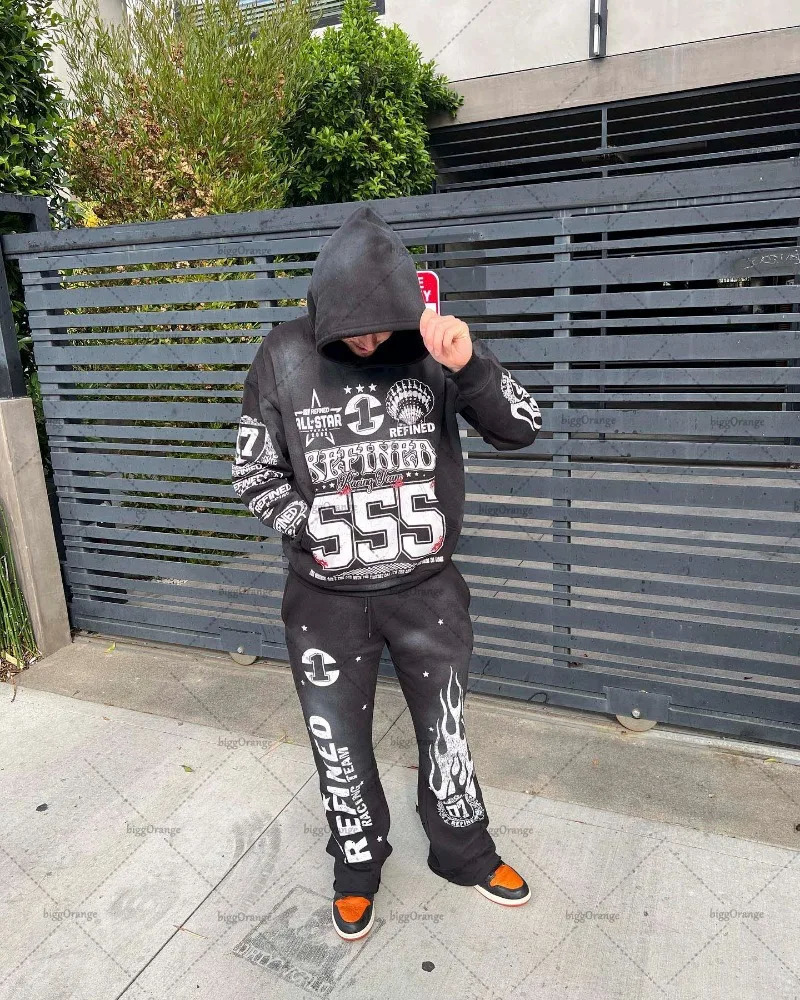 Mens Hoodies Sweatshirts Y2K high street clothing oversized pullover sweatshirt mens spring and autumn fashion loose versatile hoodie 231218
