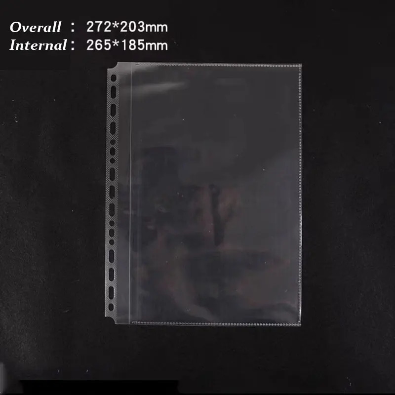 Filing Supplies 20PCSSet A5 B5 Transparent File Holder 1317Holes Plastic Punched Documents Sleeves Loose Leaf Sheet Protectors Bag Products 231219