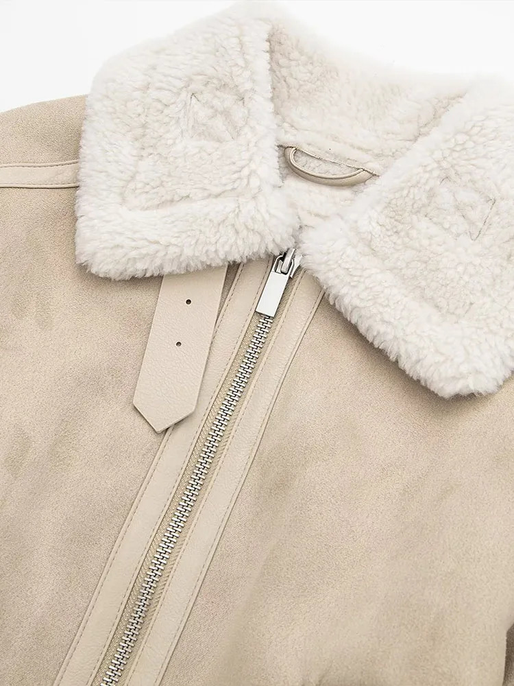 Womens Jackets ZATRHMBM Women Autumn Winter Fashion Warm Reversible Coat Vintage Long Sleeve Side Pocket Female Outerwear Chic Top 231218