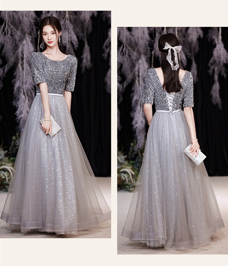 Of The Bling Bride Dresses Wedding Guest Gowns With Half Sleeve Jewel Neck Vestidos De Fiesta Plus Size Long Shiny Gown Party Groom Mother Dress For W