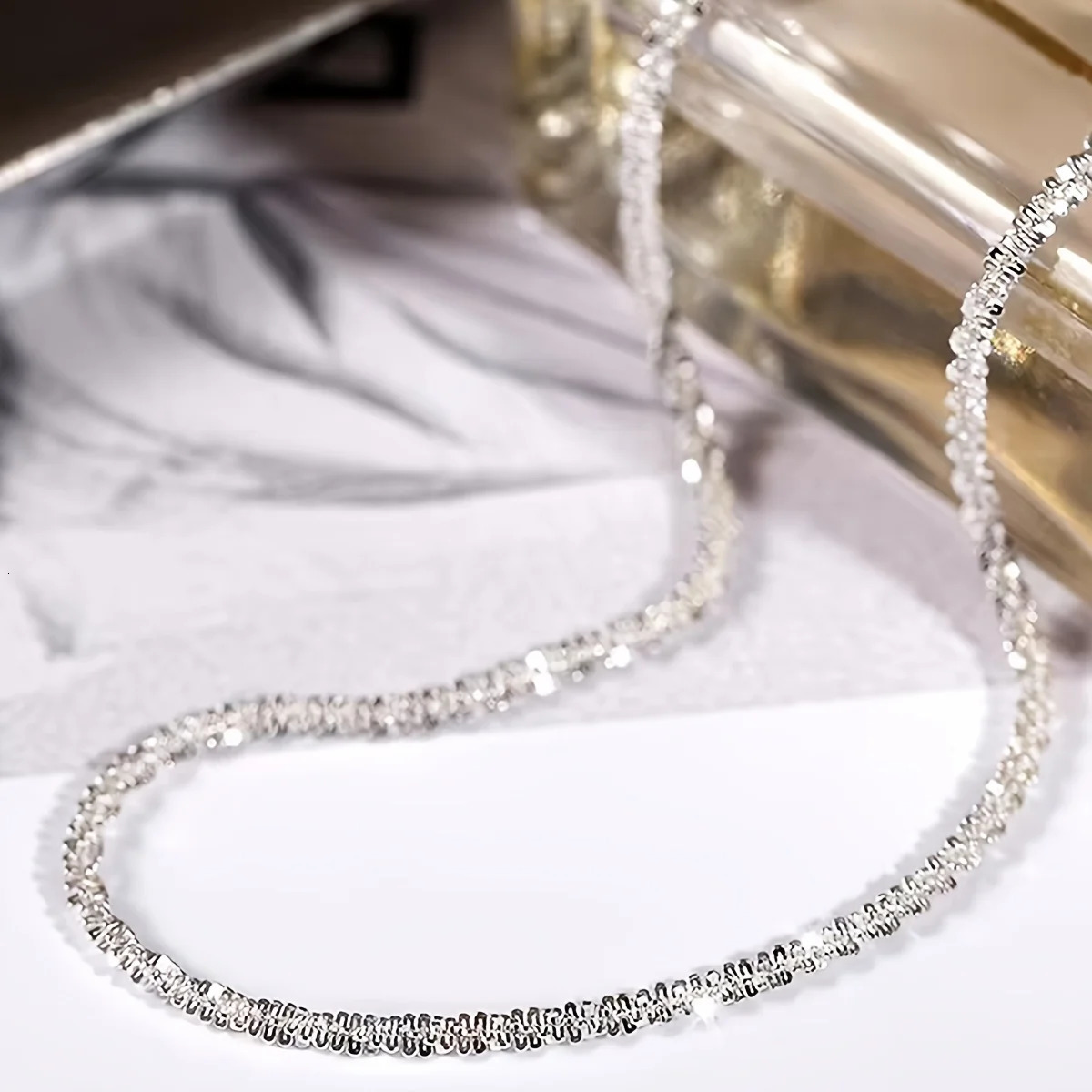 Pendant Necklaces 1Pcs Silver Colour Sparkling Clavicle Chain Choker Necklace Collar For Women Fine Jewelry Wedding Party Birthday Gift 231219