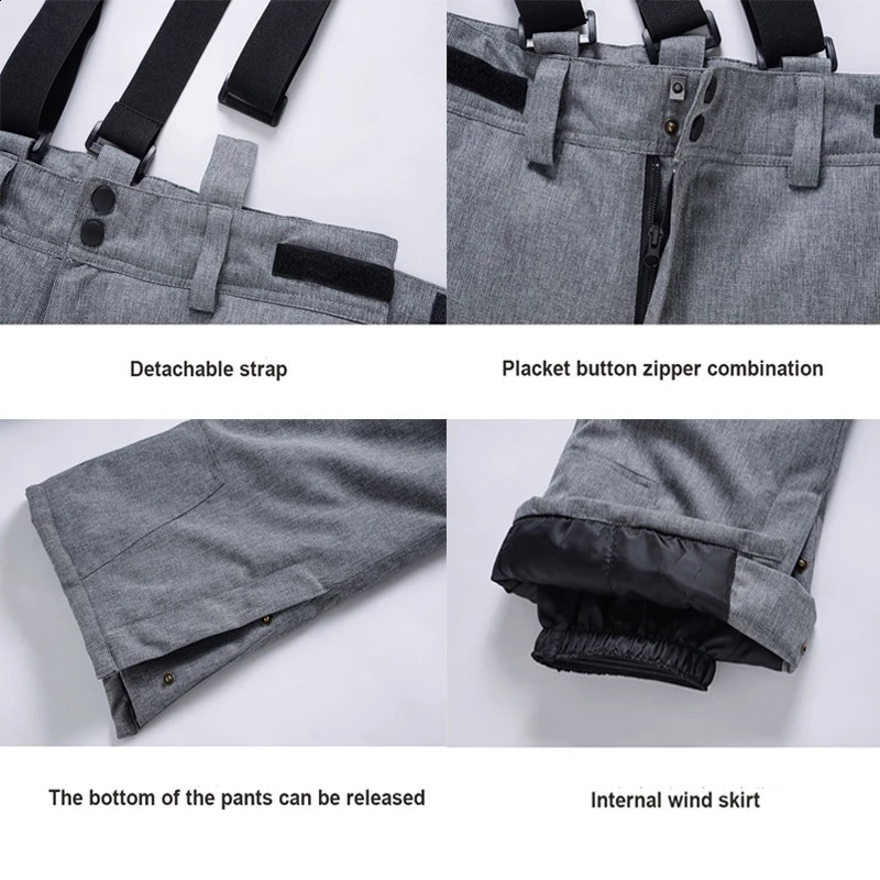 Skiing Pants High Quality Men Women Winter Thick Warm Skiing Pants Windproof Waterproof Suspender Trousers Snow Snowboard Pants Plus Size 231218