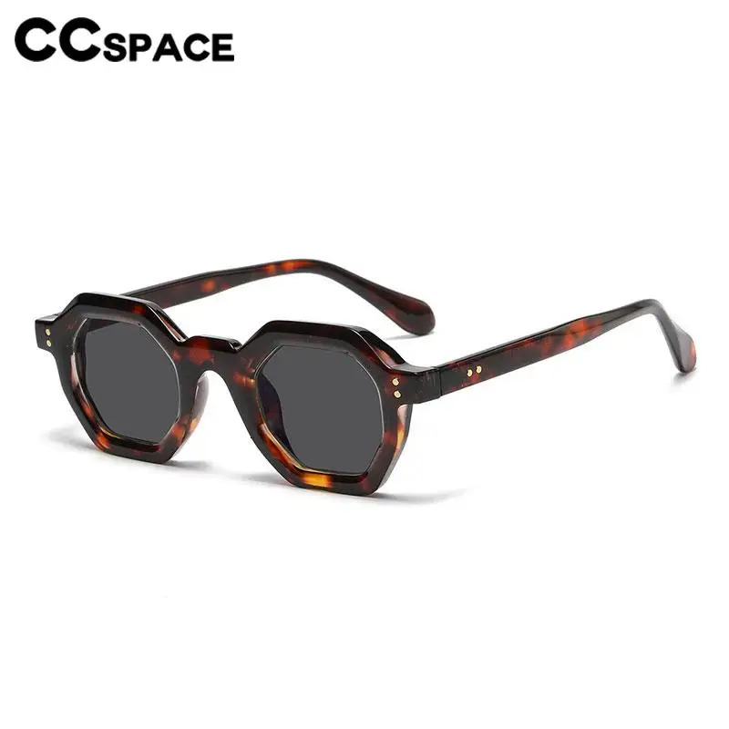 Fashion Sunglasses Frames 56891 Polygon Leopard Optical Spectacle Frame Rivet Glasses Outdoors Riding Protection Sun Uv400 231219