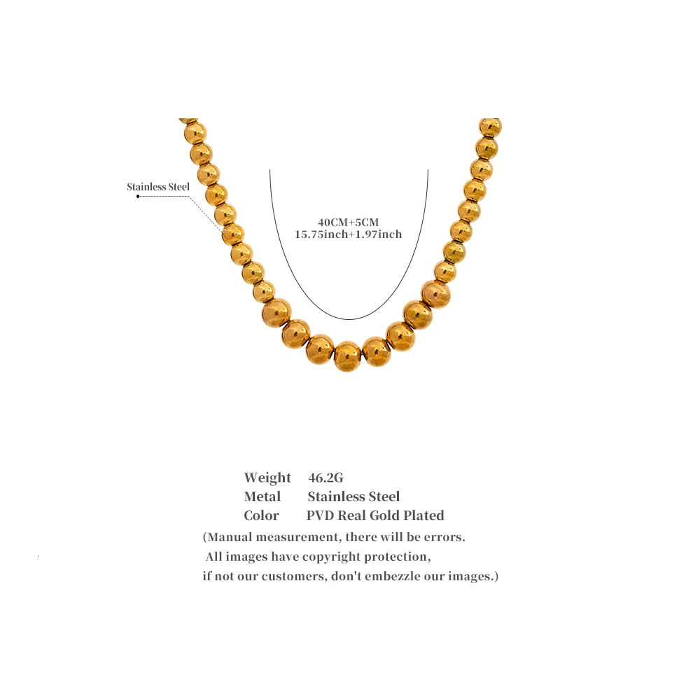 Jewelry Boxes Yhpup Stainless Steel Beads Handmade Fashion Chain Necklace Bracelet 18K PVD Plated Rust Proof Textured Unisex Men Women 231219