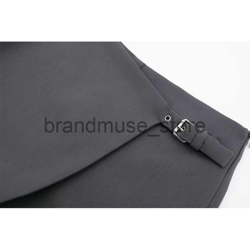 Skirts TRAF Asymmetrical Skirt Shorts for Women Workwear Skirt Pants Woman Autumn Casual Women's Shorts 2023 Street Grey Shorts Women J231219