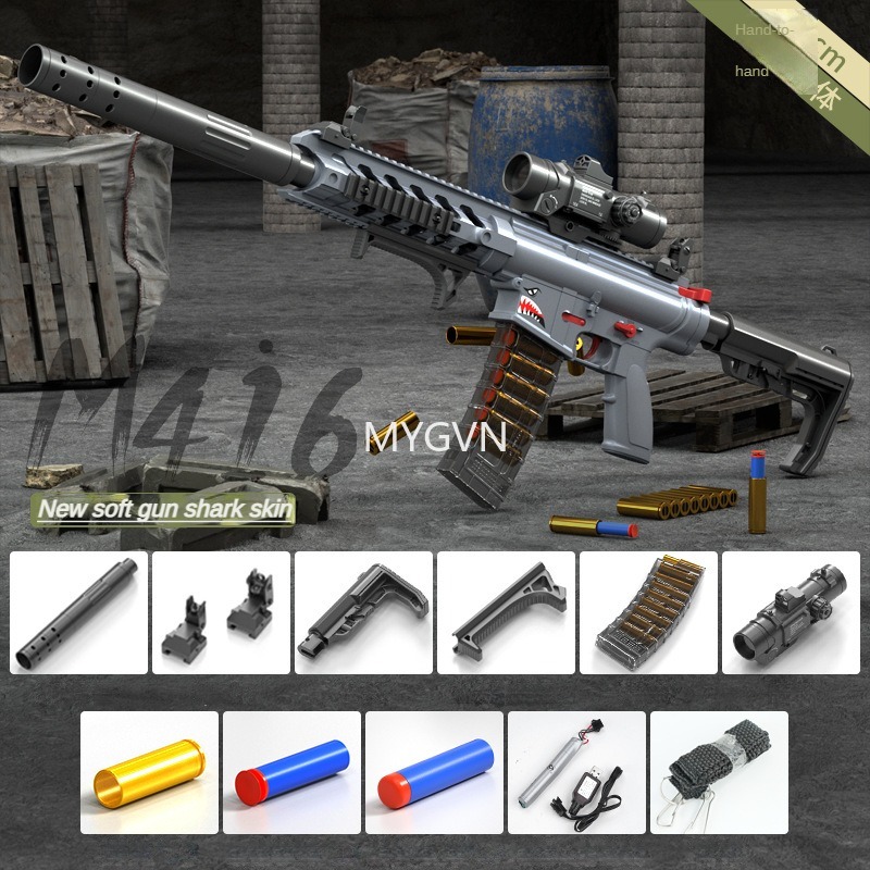 M416 Electric Manual 2 Modes Toy Guns Soft Bullet Shell Ejection Automatic Blaster For Adult Child Outdoor Game