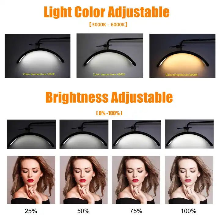 Factory Salon Beauty Lamp Ceiling LED Ring Light Eyelash Half Moon Lamp for Beauty Lashes Skincare Lighting