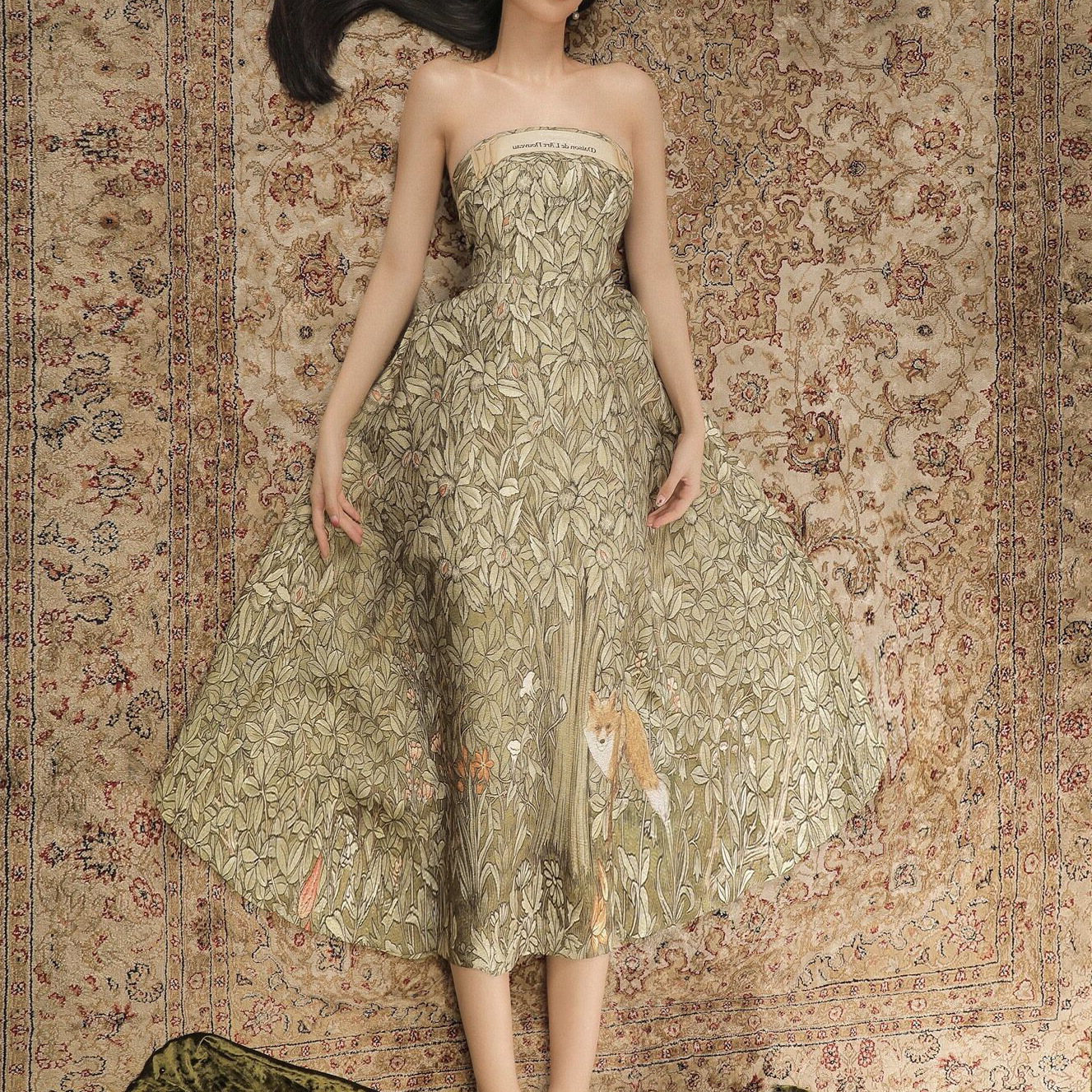 Basic Casual Dresses 202 autumn Wizard of Oz Strapless printed suspender skirt large swing small dress French dress 9485 210421