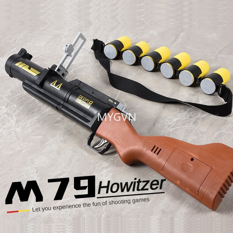 M79 Howitzer Toy Gun Soft Bullet Rocket Launcher Manual Shooting Model for Boys Kids Children Outdoor Games