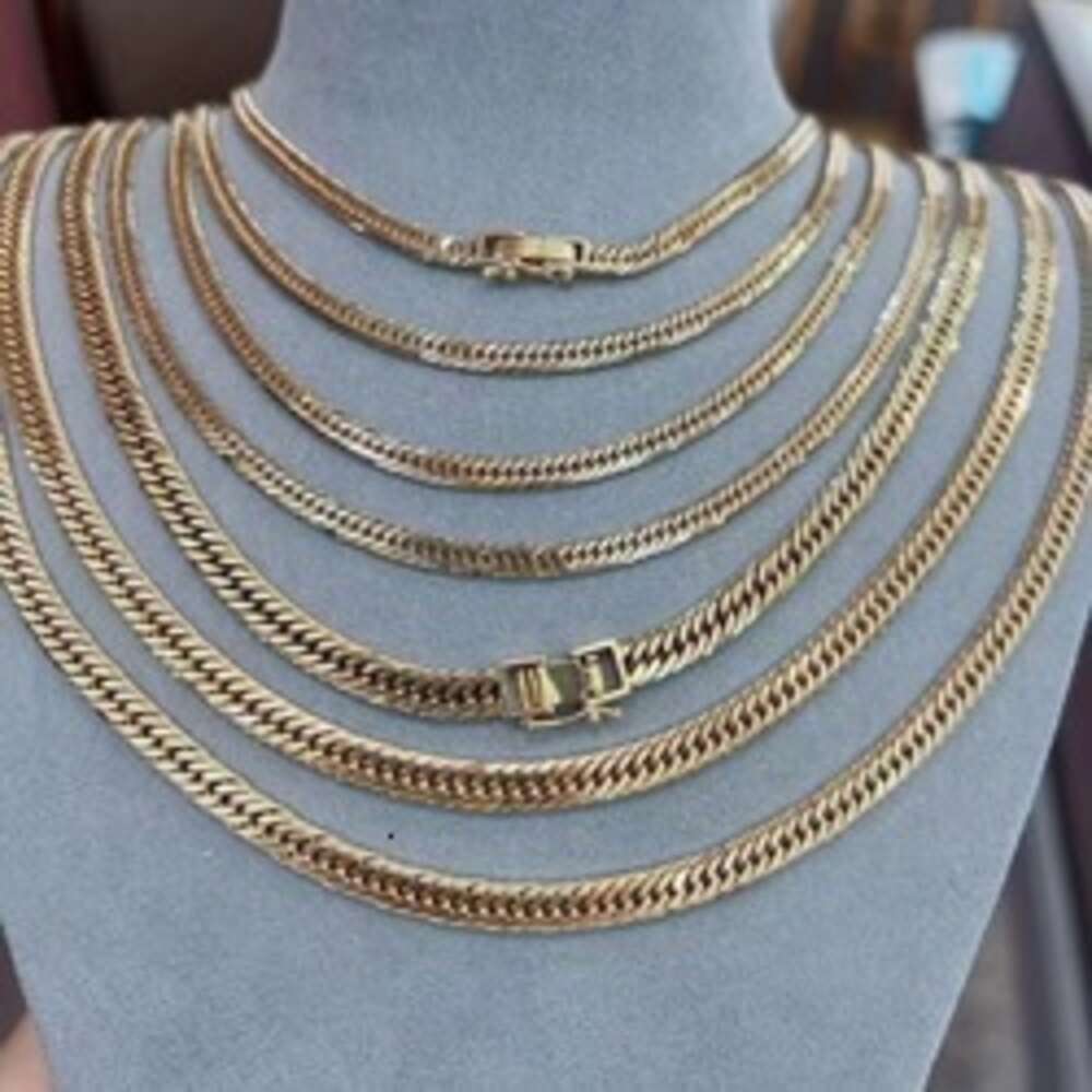 Dropshipping Fashion Au750 Pure Real Gold Pawnable Cuban Link Chain Necklace Fine Jewelry Women Men Ladies Necklaces