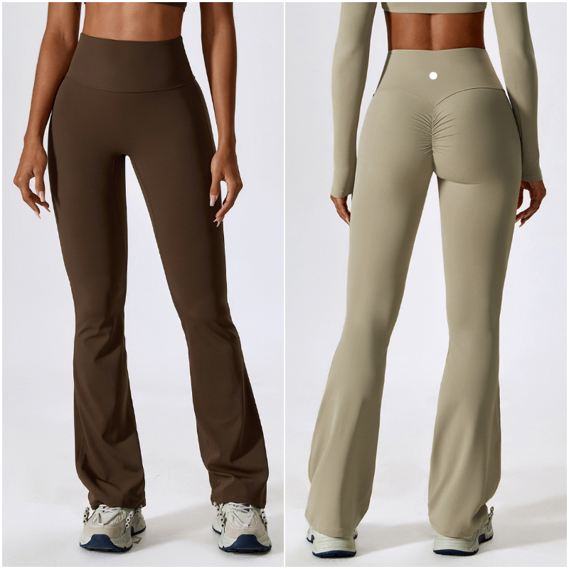 8232 Womens Pants Yoga Outfits Flared Trousers Elastic High Waist Excerise Sport Gym Fit Belly Bell-Bottoms Slim Long Pant Fast Dry