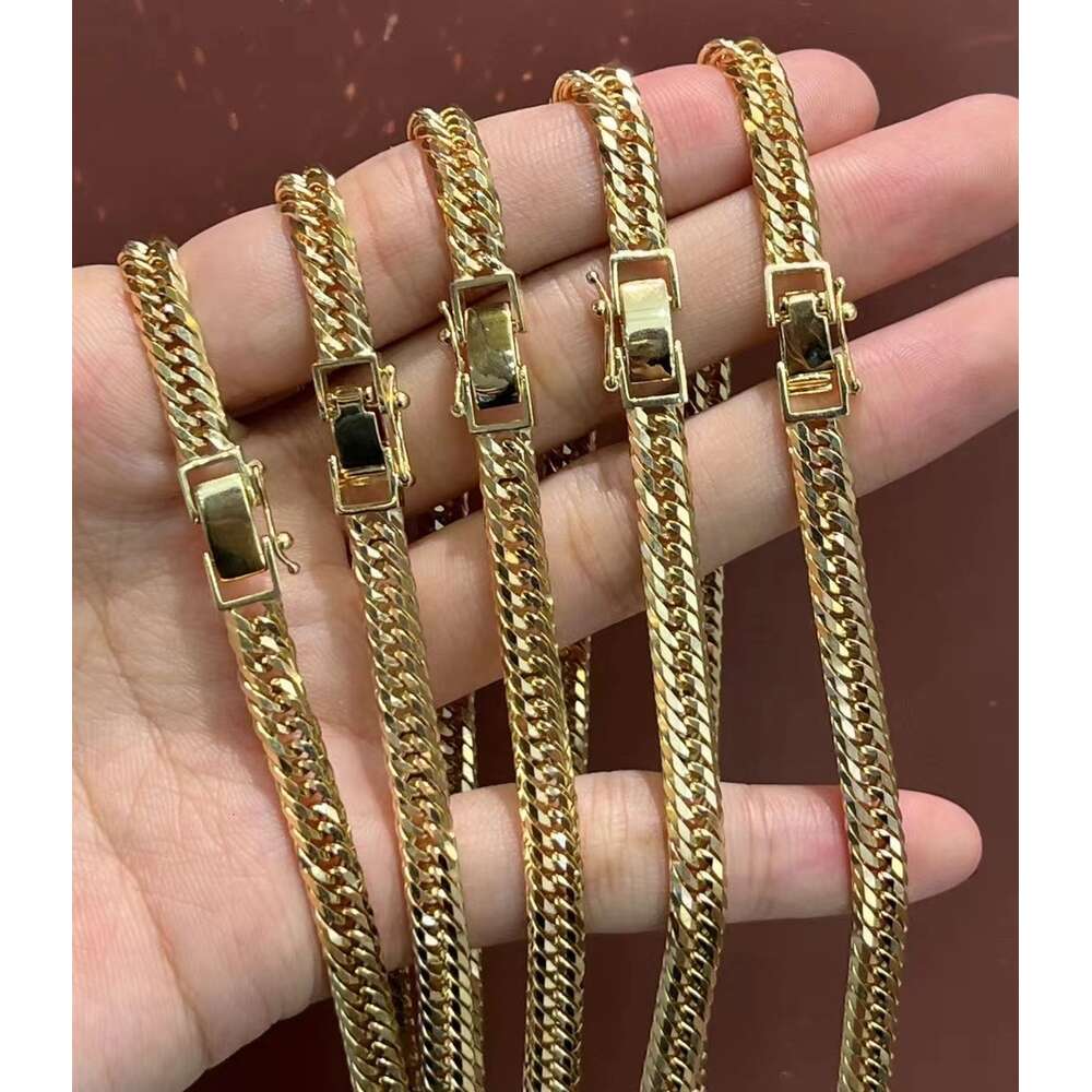Dropshipping Fashion Au750 Pure Real Gold Pawnable Cuban Link Chain Necklace Fine Jewelry Women Men Ladies Necklaces