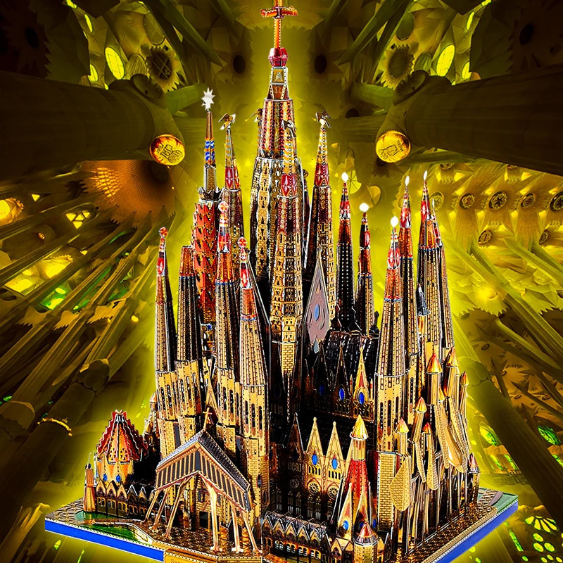 3D Puzzles MMZ MODEL Microworld Metal Puzzle Sagrada Familia Building Model Kits DIY Laser Cut Jigsaw Toys adult Gift for Children 231219