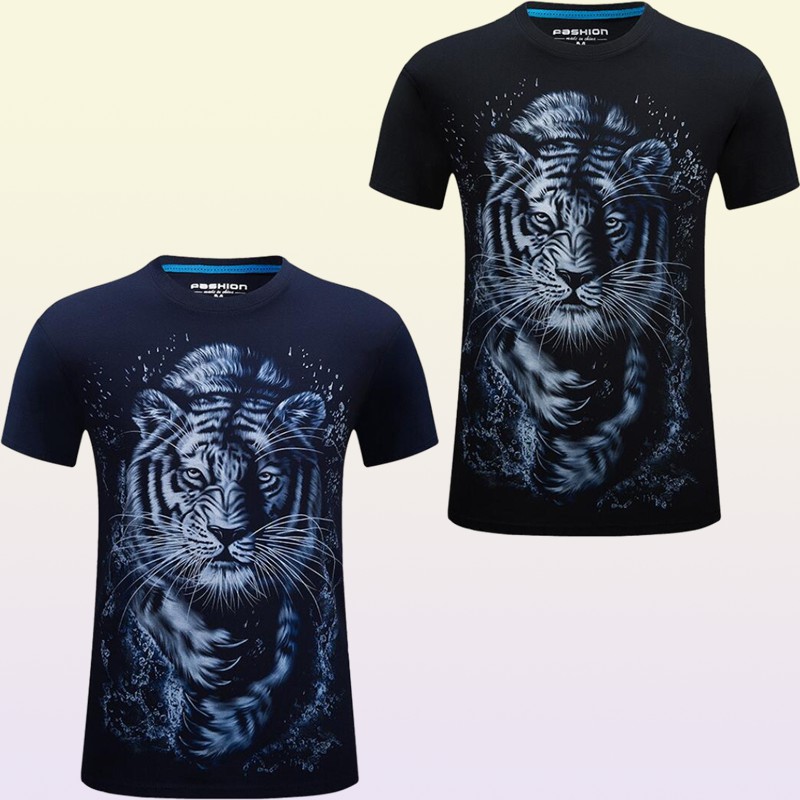 Summer 3d printed shortsleeved Tshirt men039s compassionate tiger casual half sleeve