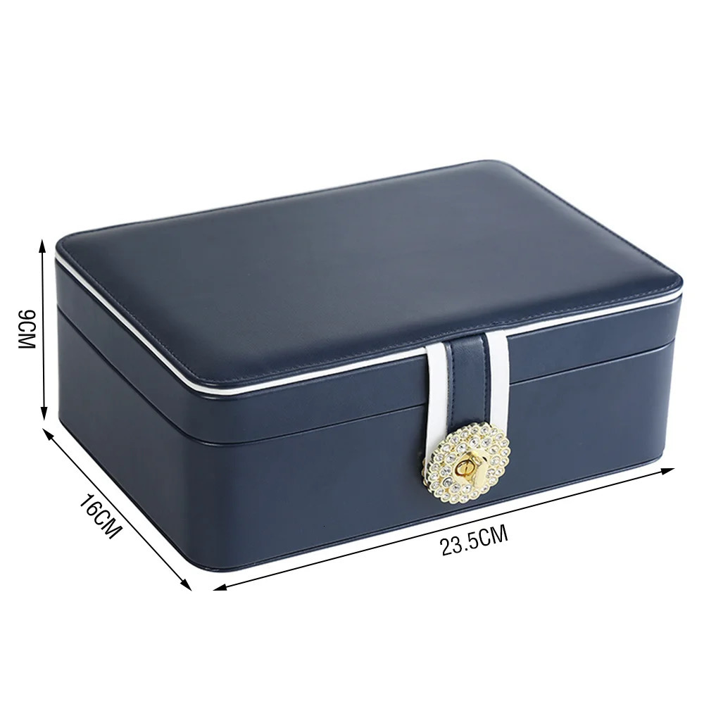 Jewelry Boxes Double Layer Jewelry Organizer Display Travel Jewelry Case Portable Leather Earring Necklace Ring Bracelet Storage Packaging Box 231219