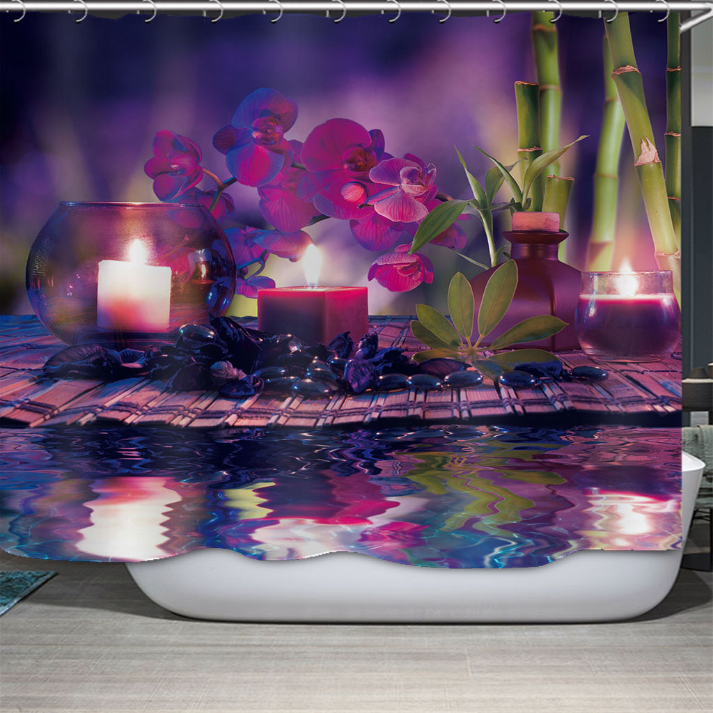 3D Shower Curtains Waterproof Bathroom Curtain purple flower curtains 3D Printing Modern Fashion Home Decor