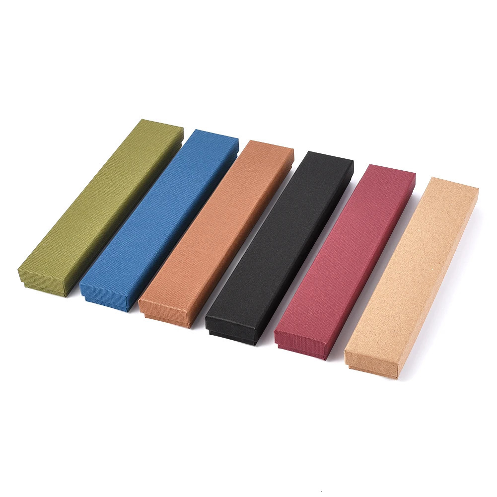 Jewelry Boxes 12 pcs 21x4x2cm Rectangle Cardboard Jewelry Set Box for Ring Necklace gift boxes for jewellery packaging with Sponge inside F70 231219