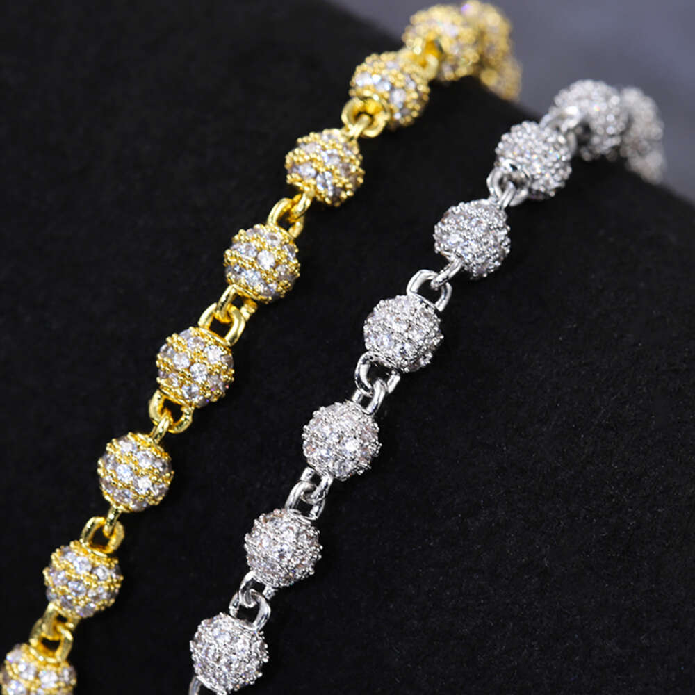 Yu Ying 925 Solid Silver 4mm 8mm 10mm Wide Chain Vvs Round Moissanite Ball Shape Cuban Link Chain for Hip Hop Jewelry