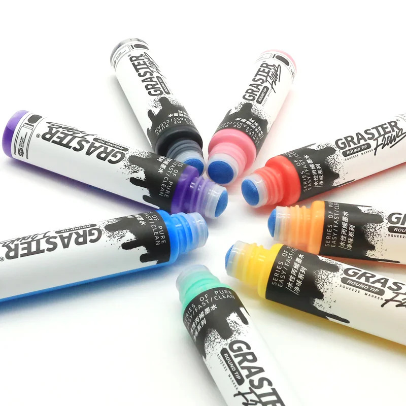 1Pcs Graffiti Flowing Pen Oily Round Head 10mm Signature Street Acrylic paint Marker Waterproof DIY Art Painting 231220