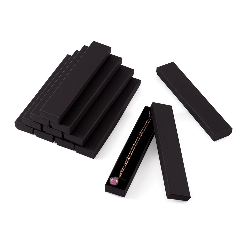 Jewelry Boxes 12 pcs 21x4x2cm Rectangle Cardboard Jewelry Set Box for Ring Necklace gift boxes for jewellery packaging with Sponge inside F70 231219