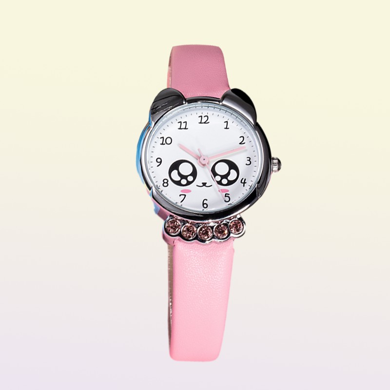 KDM Girl Watch Kids Bling Cute Eyes Diamond Waterproof Genuine Leather Wristwatch Lovely Kid Watches Students Clock LJ200911