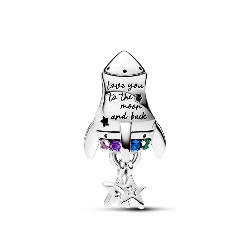 925 Silver New Women's Sparkling Two Tone Sun Eternal Love Star Logo Pendant Suitable for Original Fashion Bracelet Necklace Beads Charm Jewelry 