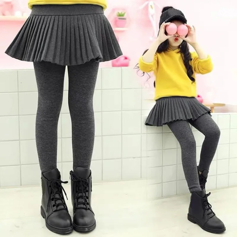 Leggings Tights Warm Thick Spring Autumn Winter Toddler Teen School Girls Leggings Kids Pleated Skirt Pants Children Long Trousers Girl Legging 231219
