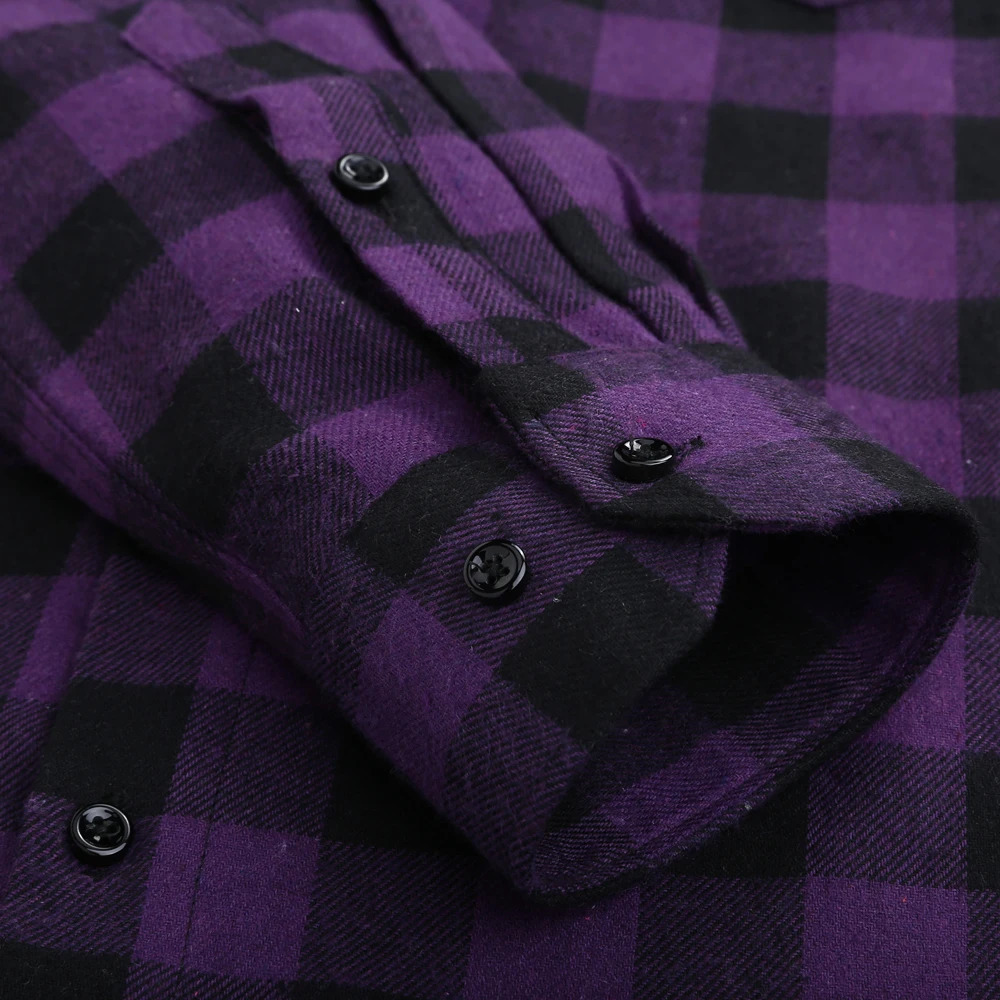 Men's Polos Slimfit Casual Brushed Flannel Contrast Plaid Shirt Single Patch Chest Pocket Comfortable Soft Long Sleeve Gingham Shirts 231219