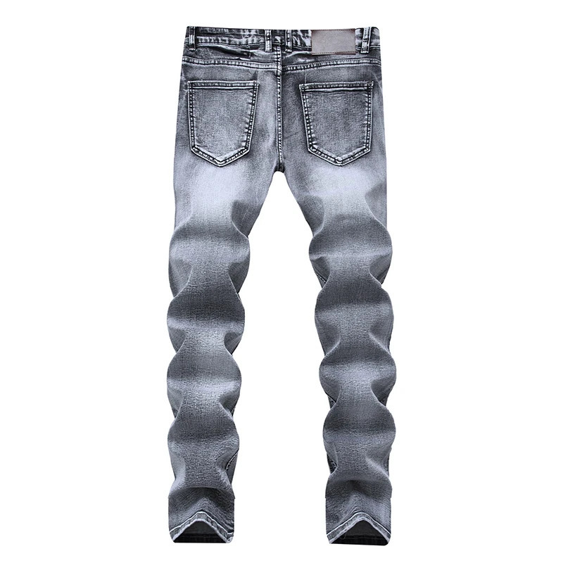 Women s Tracksuits Men s Grey Jeans Slim Straight Long Pants Denim Versatile Stretch Casual Wear Trousers Four Season Large Size 40 42 231219