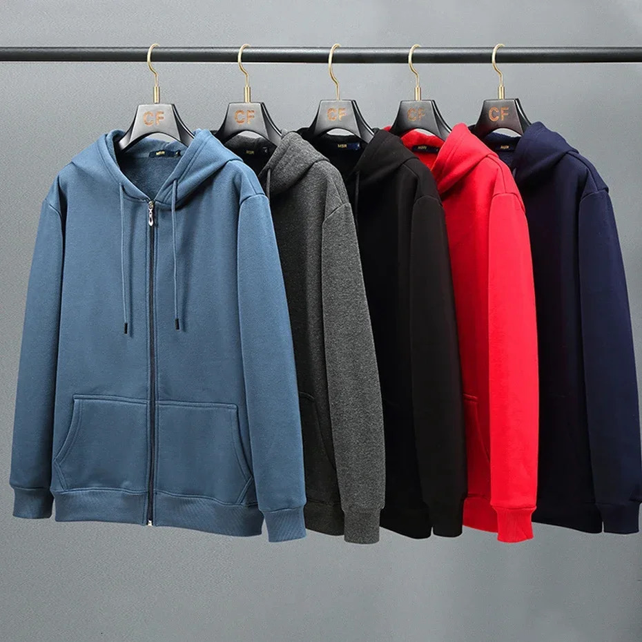 Men's Hoodies Sweatshirts 2023 Men Zip Oversized Hoodie Plus Sized Fleece Hood Long Sleeve Top Male Sweatshirt Zipper Loose Baggy Big Size Large 