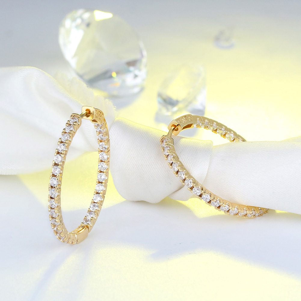 Choucong Brand Clip Earrings Luxury Jewelry 925 Sterling Silver Rose Gold Full Round Cut White Moissanite Diamond Gemstones Party Women Exaggerate Ear