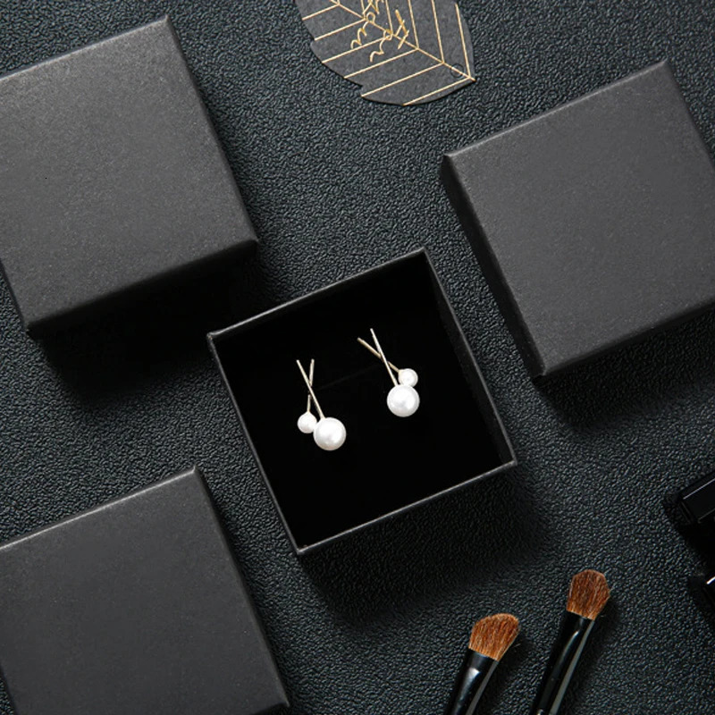 Jewelry Boxes 30pcs Black Kraft Jewelry Gift Box Cardboard Travel Ring Necklace Earring Packaging Organizer Boxes Case With Sponge Inside 231219