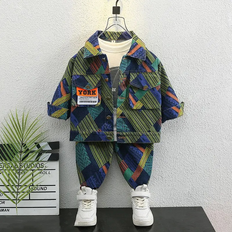 Clothing Sets 2-11yrs Teenagers Boy Outfit Set Casual Denim Two Pieces Set for Boys Baby Boy Denim Suit Jacketpant 2pcs Sets kid Kids Clothes 231219