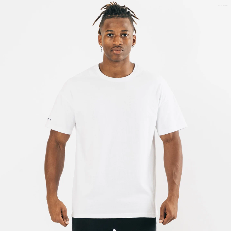 Men's Muscle Shirt Bodybuilding Fiess T-Shirt Loose Fit, Short Sleeve, Breathable Cotton Blend - Casual Gym Tops For Men