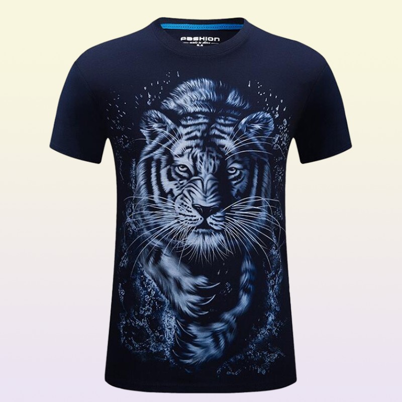 Summer 3d printed shortsleeved Tshirt men039s compassionate tiger casual half sleeve