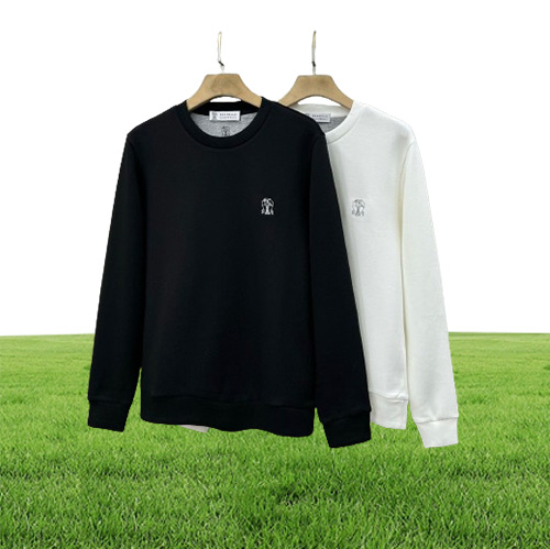 Men Hoodies Sweater Winter Round Neck Bottoming Shirt White Black Casual Pullover