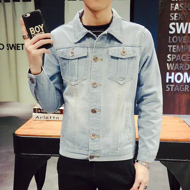 Men's Jackets Plus Size Man Autumn Denim Jackets Plus Size S-5xl Male Light Blue Denim CoatsL231026