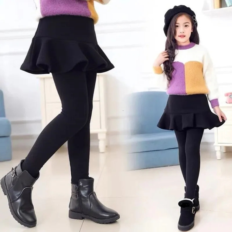 Leggings Tights Warm Thick Spring Autumn Winter Toddler Teen School Girls Leggings Kids Pleated Skirt Pants Children Long Trousers Girl Legging 231219