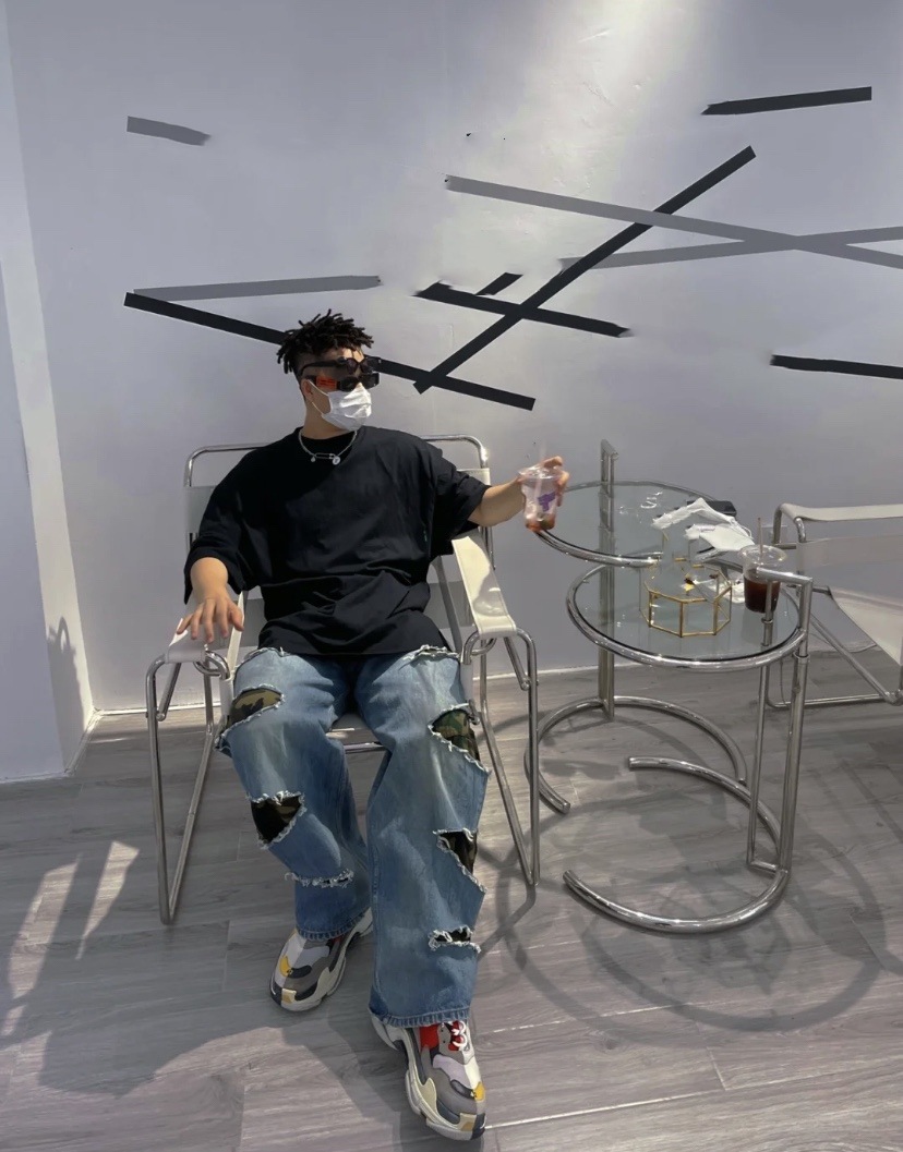 Original Bale Pants Loose Fit Casual Pants Straight Loose Jeans Men's Trousers Cut Hole Camouflage Double Layered Women Loose Wide Leg Jeans