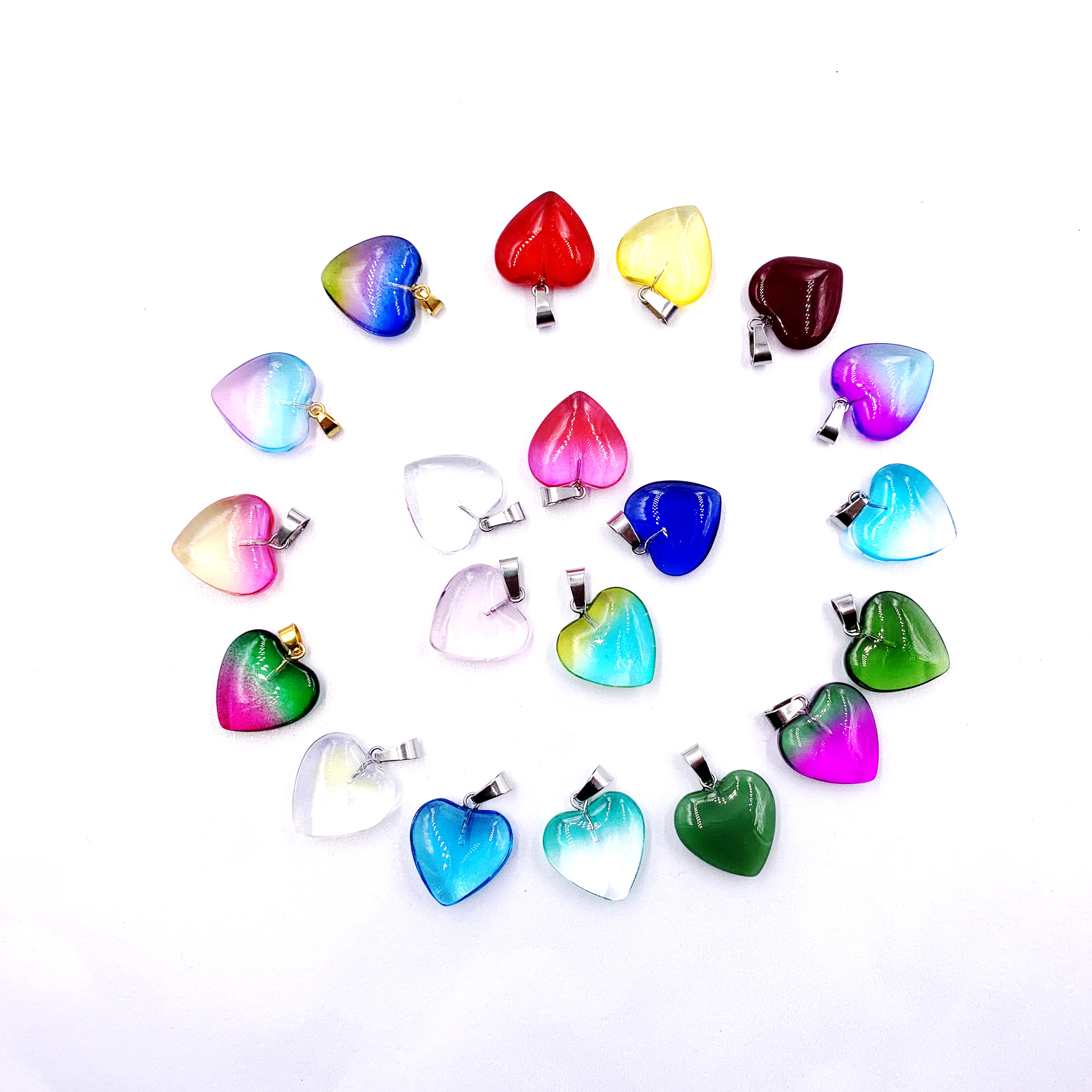 Handcrafted Heart-Shaped Pendants with Natural Crystals for Personalized Accessories