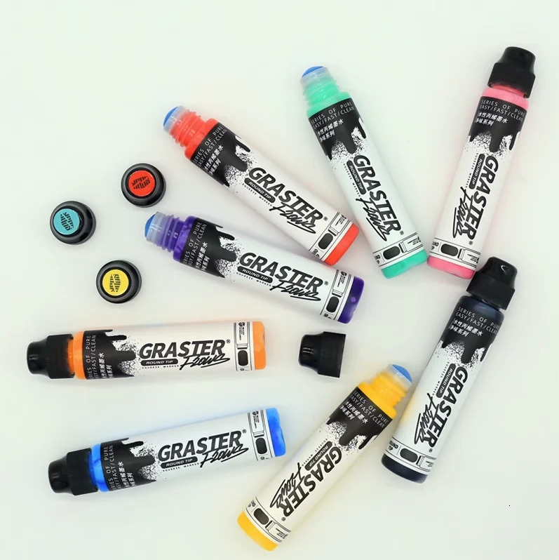 1Pcs Graffiti Flowing Pen Oily Round Head 10mm Signature Street Acrylic paint Marker Waterproof DIY Art Painting 231220