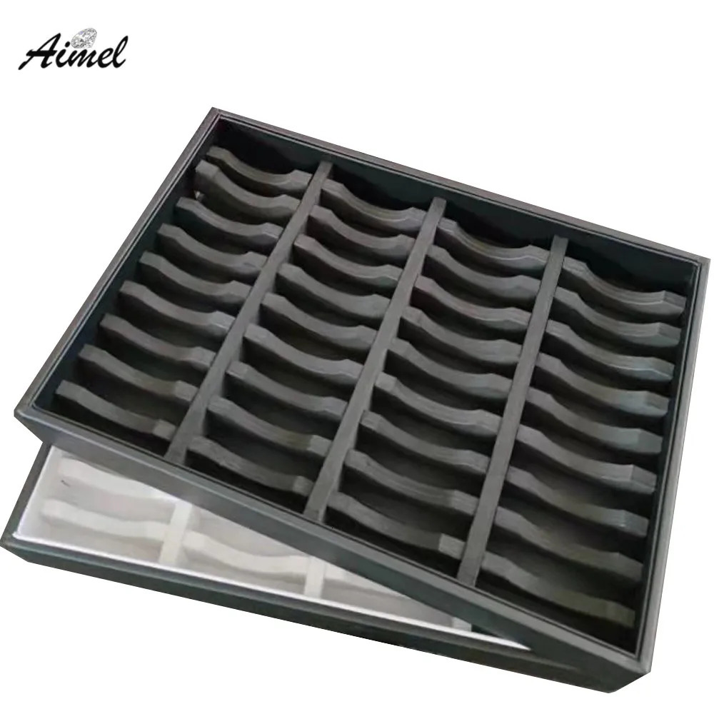 Jewelry Boxes 40 Slot Bangle Jewelry Storage Box Black Jade Bracelet Display Tray Pen Badge Organizer Case Bangle Packaging Box Showcase 231219