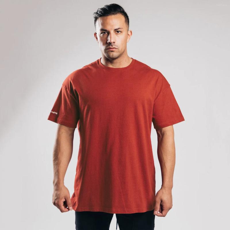 Men's Muscle Shirt Bodybuilding Fiess T-Shirt Loose Fit, Short Sleeve, Breathable Cotton Blend - Casual Gym Tops For Men