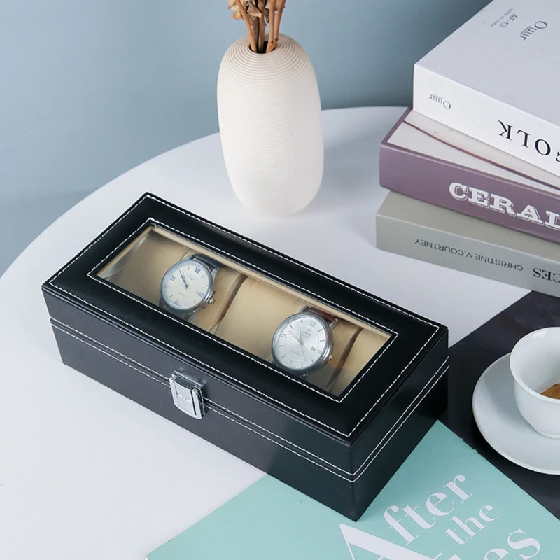 Jewelry Boxes PU Leather Watch Box Practical Watches Display Case Jewelry Storage Organizer with Lock/Zipper for Women Men Gift Supplies 231219