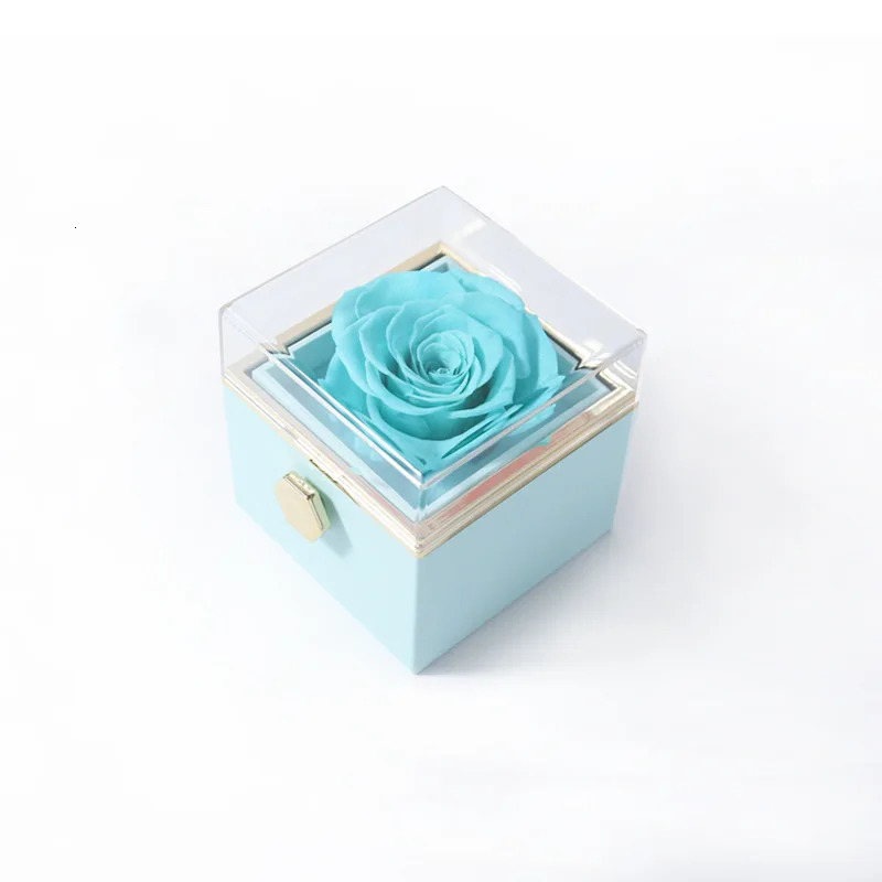 Jewelry Boxes Valentine's Day Marriage Proposal Rotating Rose Gift Box Acrylic Ring Box Pendant Preserved Flower Gift Box Jewelry Box Women'