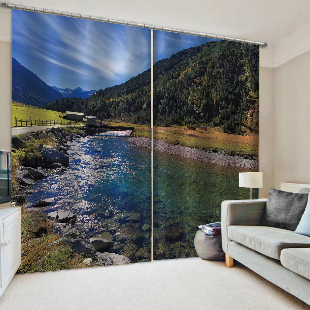 Photo 3d nature scenery landscape curtains 3D Printed Waterproof Shower Curtain Home Decor