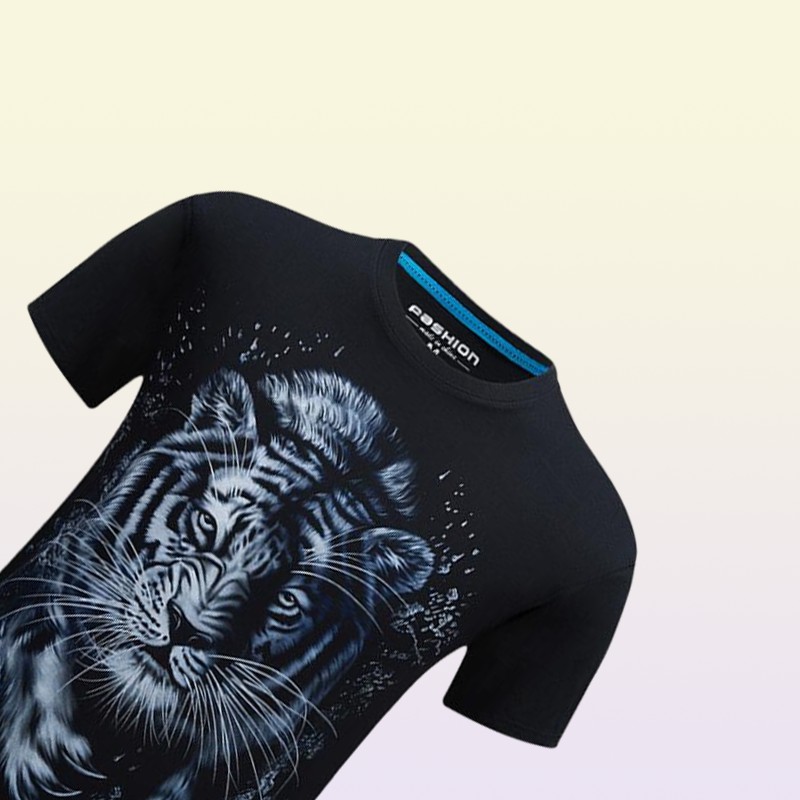 Summer 3d printed shortsleeved Tshirt men039s compassionate tiger casual half sleeve